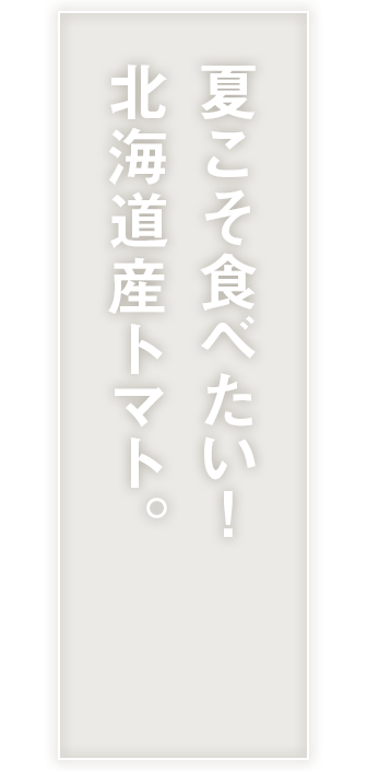 夏こそ食べたい！ 北海道産トマト。