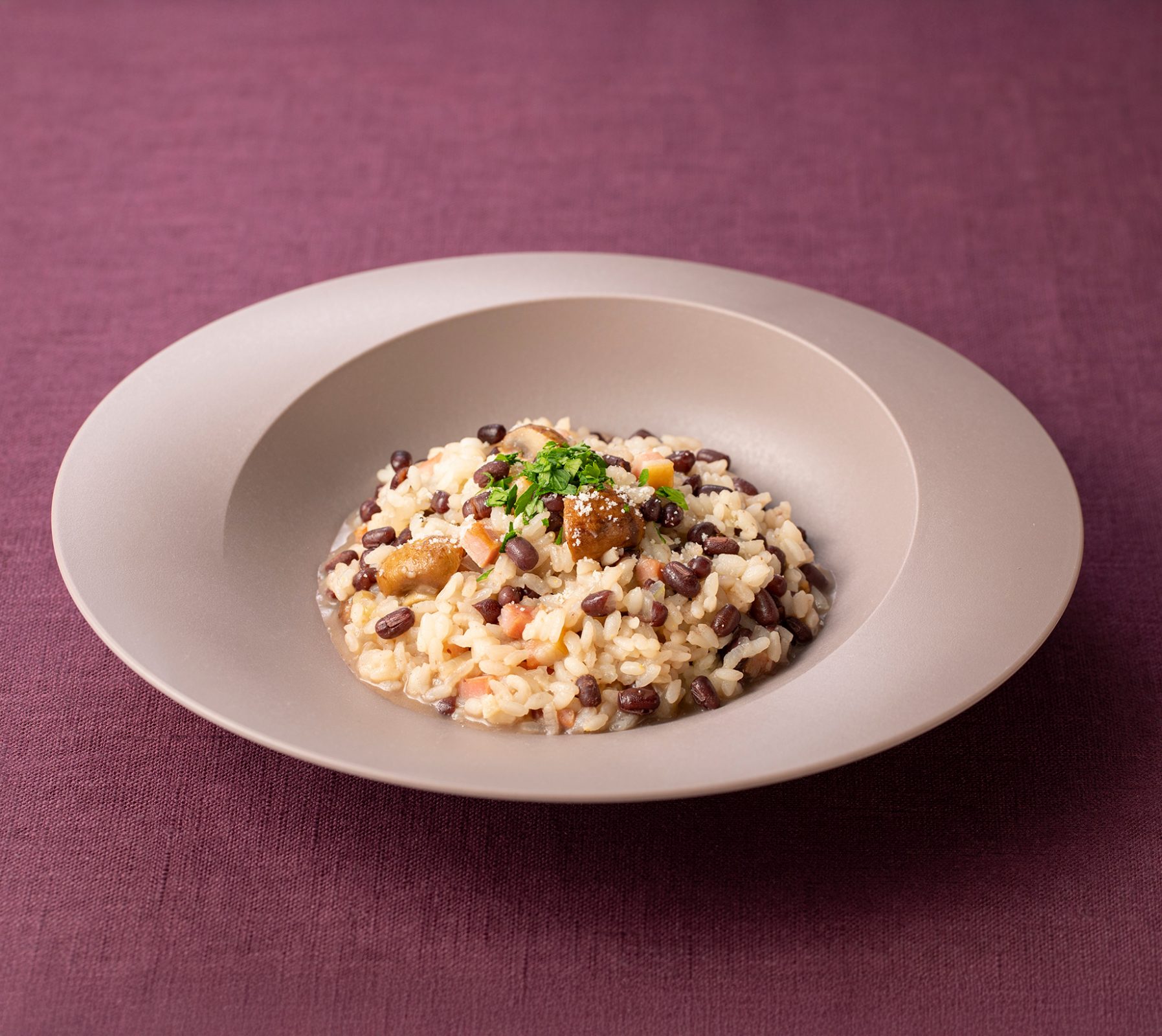 小豆ときのこのチーズのリゾット 煮小豆があれば､たすだけ