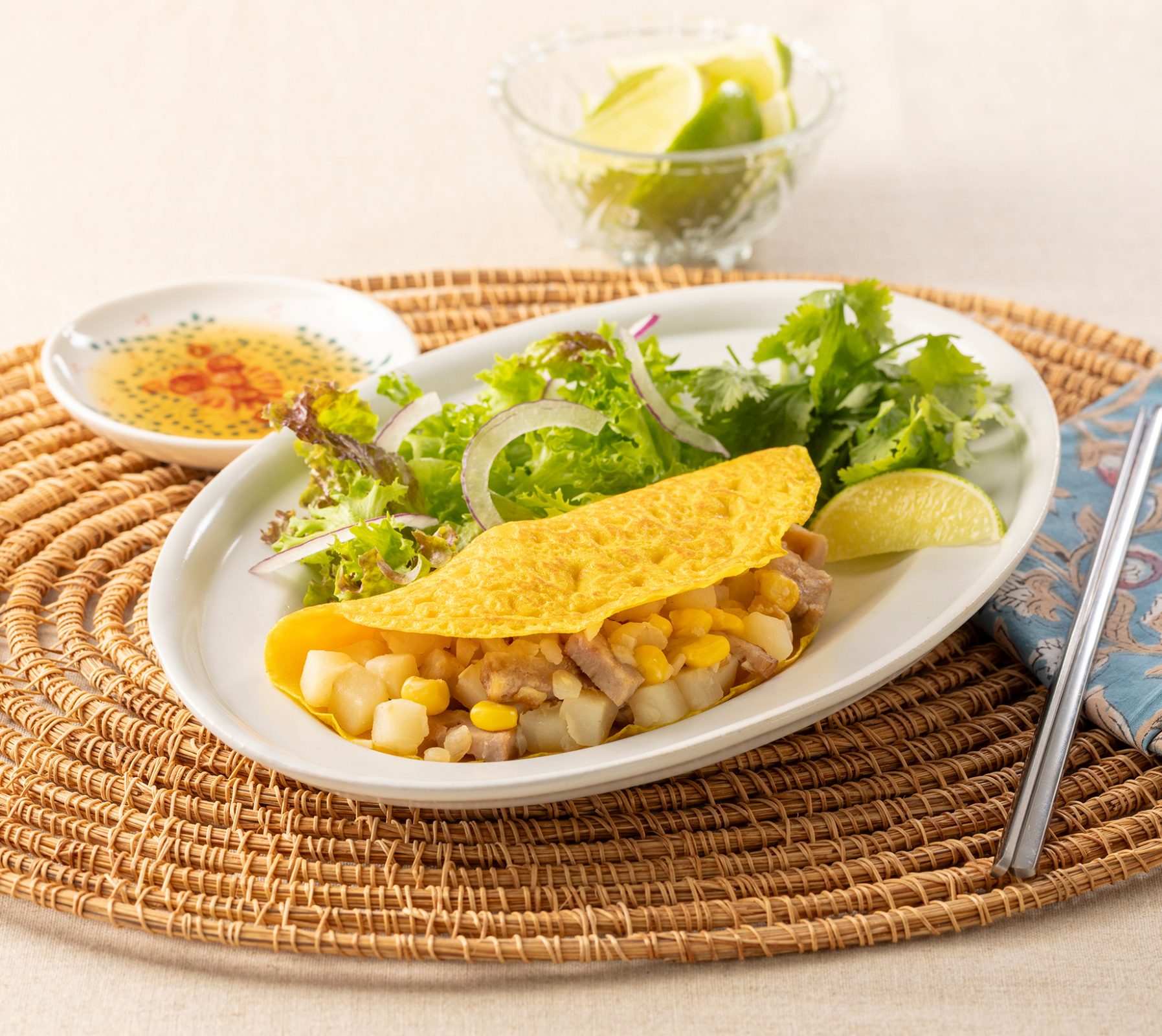 北海道野菜ミックスのバインセオ 冷凍食品でササッと! ベトナム風お好み焼き