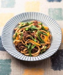 にらと牛肉の焼きうどん