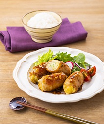 マッシュポテトの肉巻き
にんにく照り焼きソース