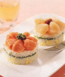 Green Web サーモンとホタテの花ずし