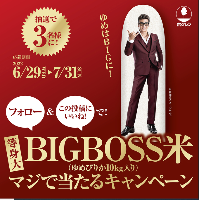 等身大BIGBOSS米（ゆめぴりか10kg入り）マジで当たるキャンペーン