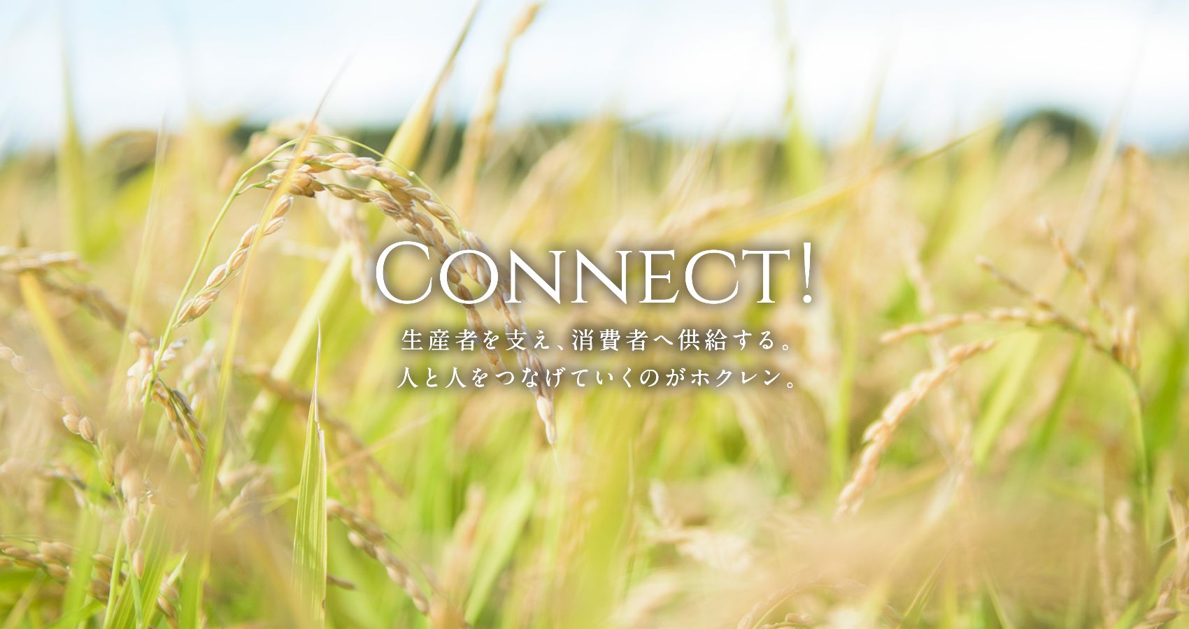 CONNECT! 生産者を支え、消費者へ供給する。人と人をつなげていくのがホクレン。